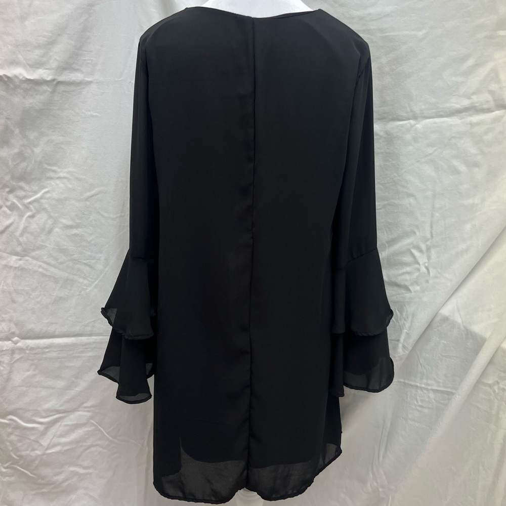 Altar’d State black v-neck dress with long bell sleeves. - Picture 5 of 9